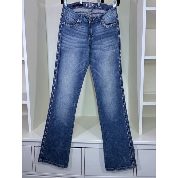 Rock 47 By Wrangler Denim - Sold.   Rock 47 by Wrangler Womens Low Rise Bootcut Jeans Medium Wash
